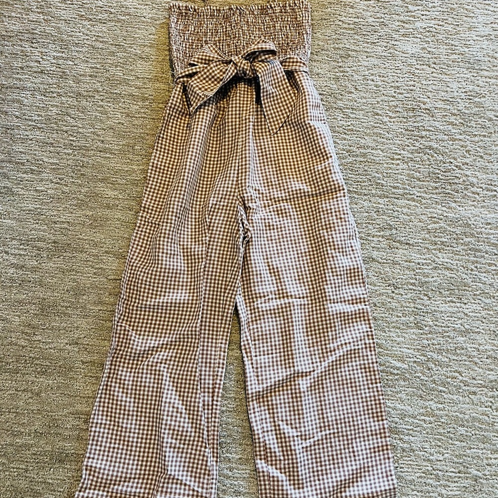 House of Harlow 1960 Gingham Jumpsuit with bow